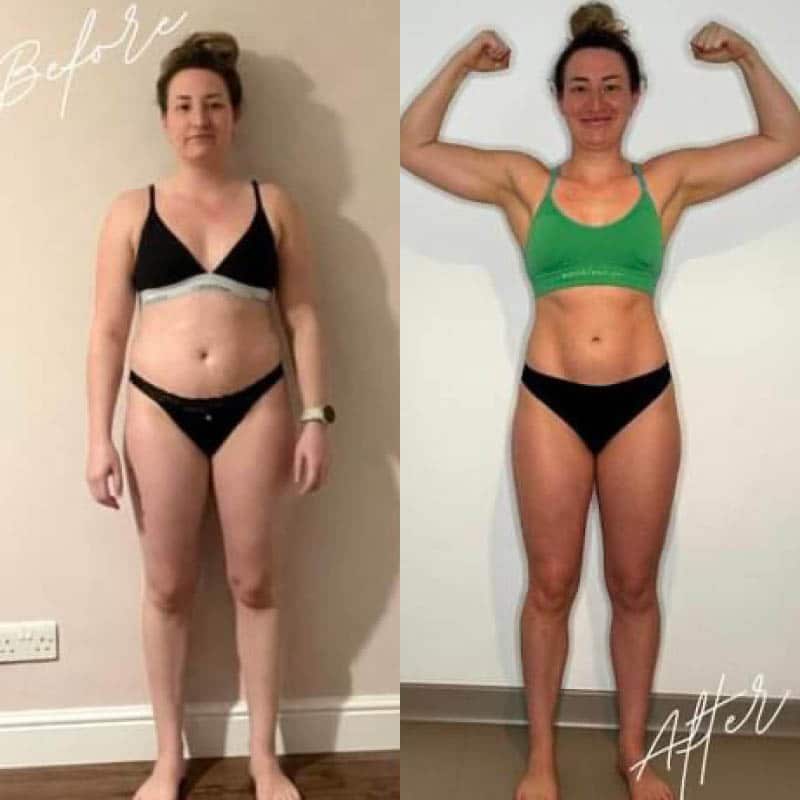 A female client has undergone an impressive weight loss transformation and looks fantastic
